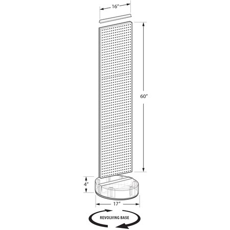 Azar Displays 2 Sided- Pink Pegboard Floor Display On A Revolving Round Studio Base 700780-PNK